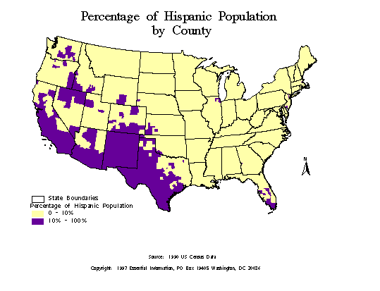 Hispanic population map